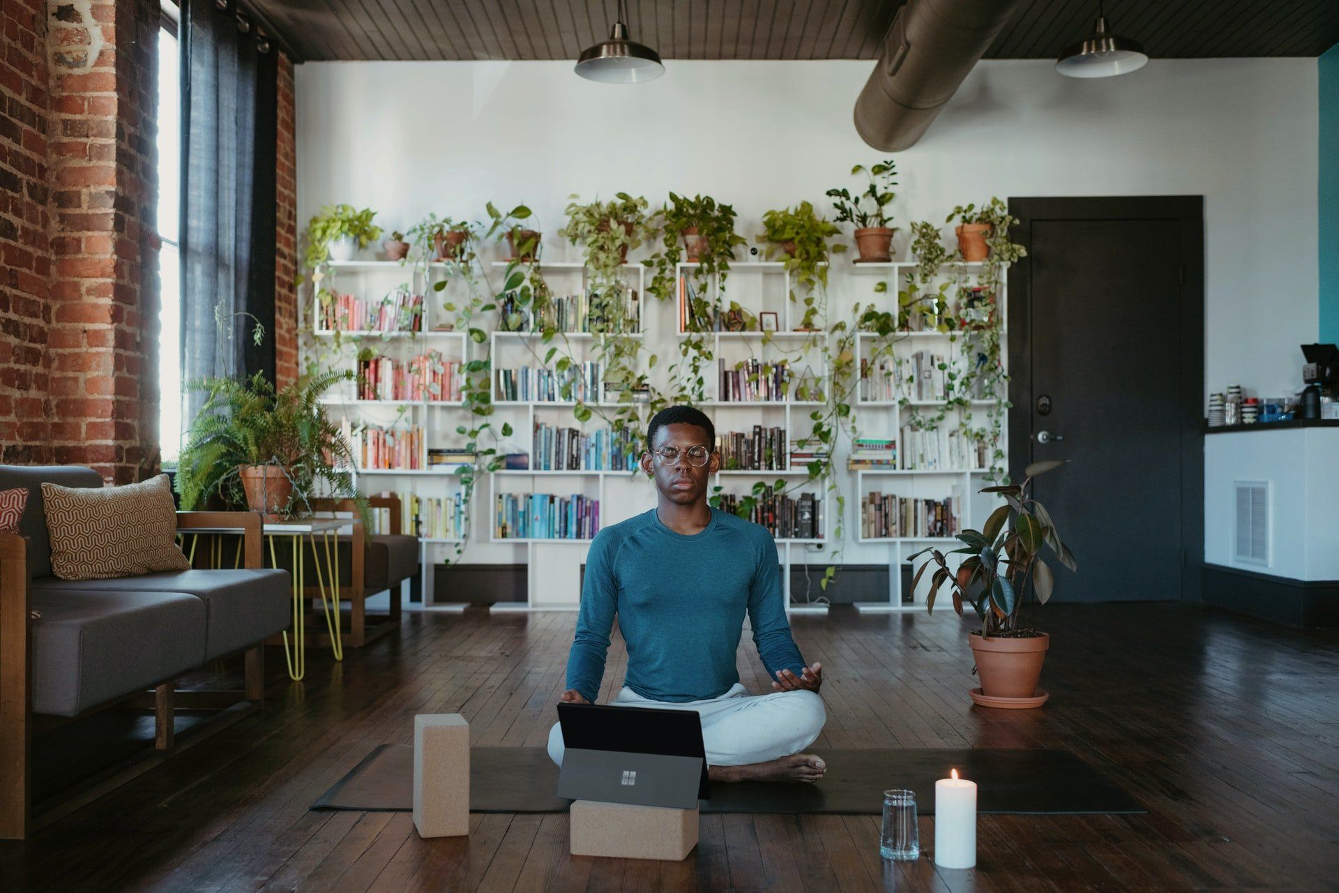 man sitting indoors